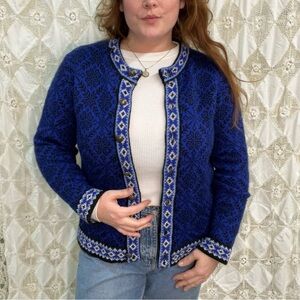 L.L. Bean Blue Merino Wool Cozy Cardigan /   “M”